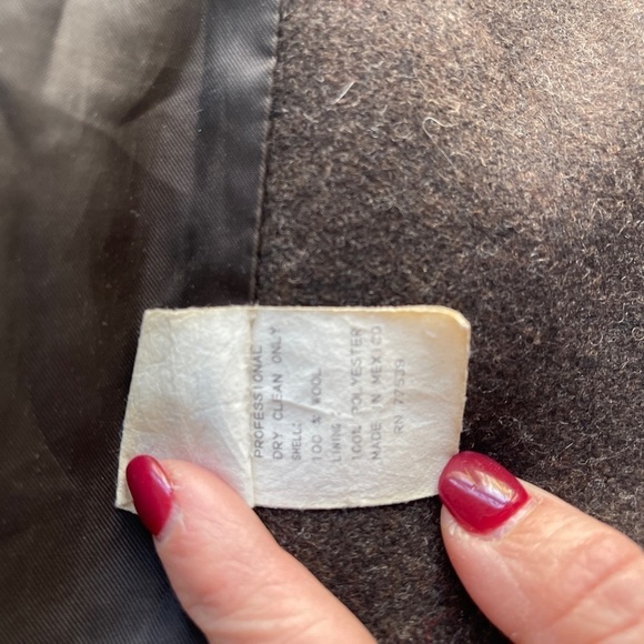 Vintage Stephanie Mathews Merino Wool Double Breasted Coat | Size Medium | Brown - Picture 3 of 6